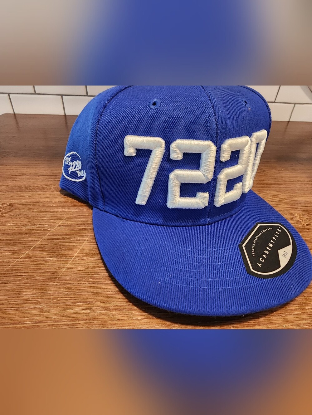 Blue Cap with White 7220 Tour Snapback Raised Embroidery